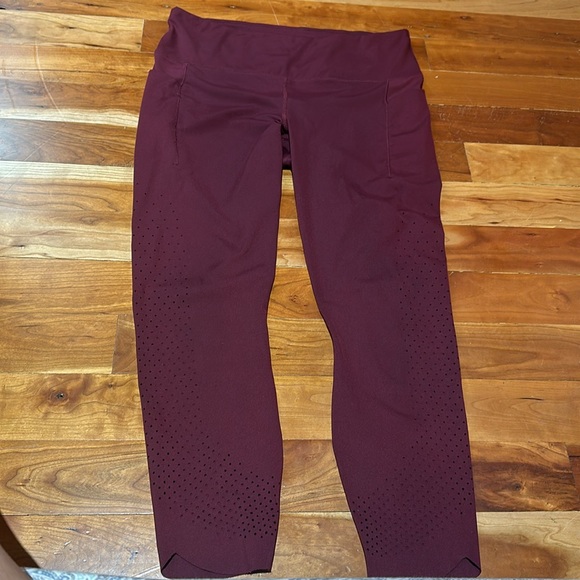 Active life perforated laser cut leggings.Black & Cherry. - Picture 10 of 14